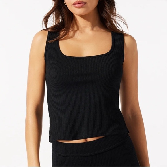 Savage x Fenty Essential Heavy Rib Black Square Neck Tank Top Size M - Picture 1 of 5